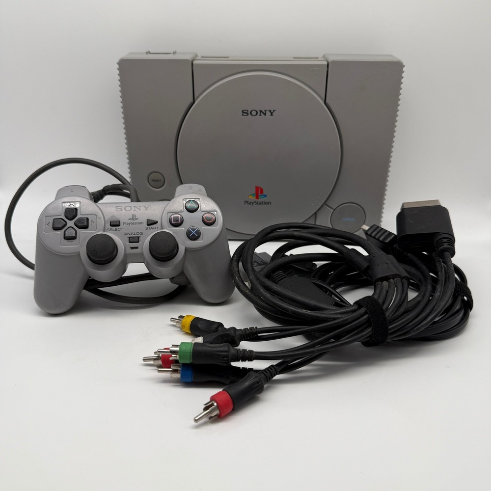 Sony PlayStation 1 Console SCPH-9001 Gray Bundle Controller Cables - TESTED